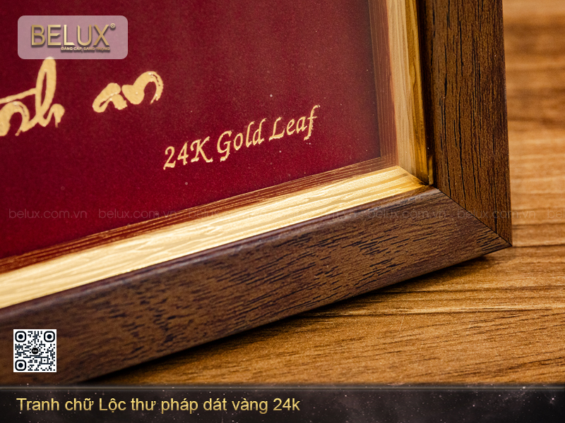 Tranh chữ Lộc thư pháp dát vàng 24k - 32x25cm